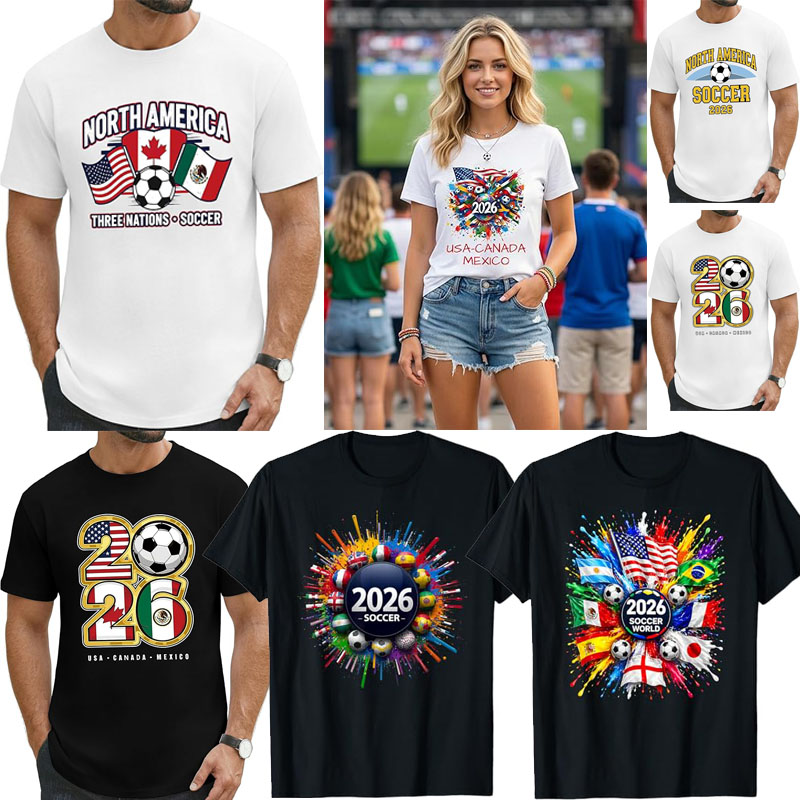 Party Games Usa - เสื้อยืดแฟนฟุตบอลปี 2026 สำหรับผู้ชาย ลายกราฟิกสหรัฐอเมริกา แคนาดา เม็กซิโก