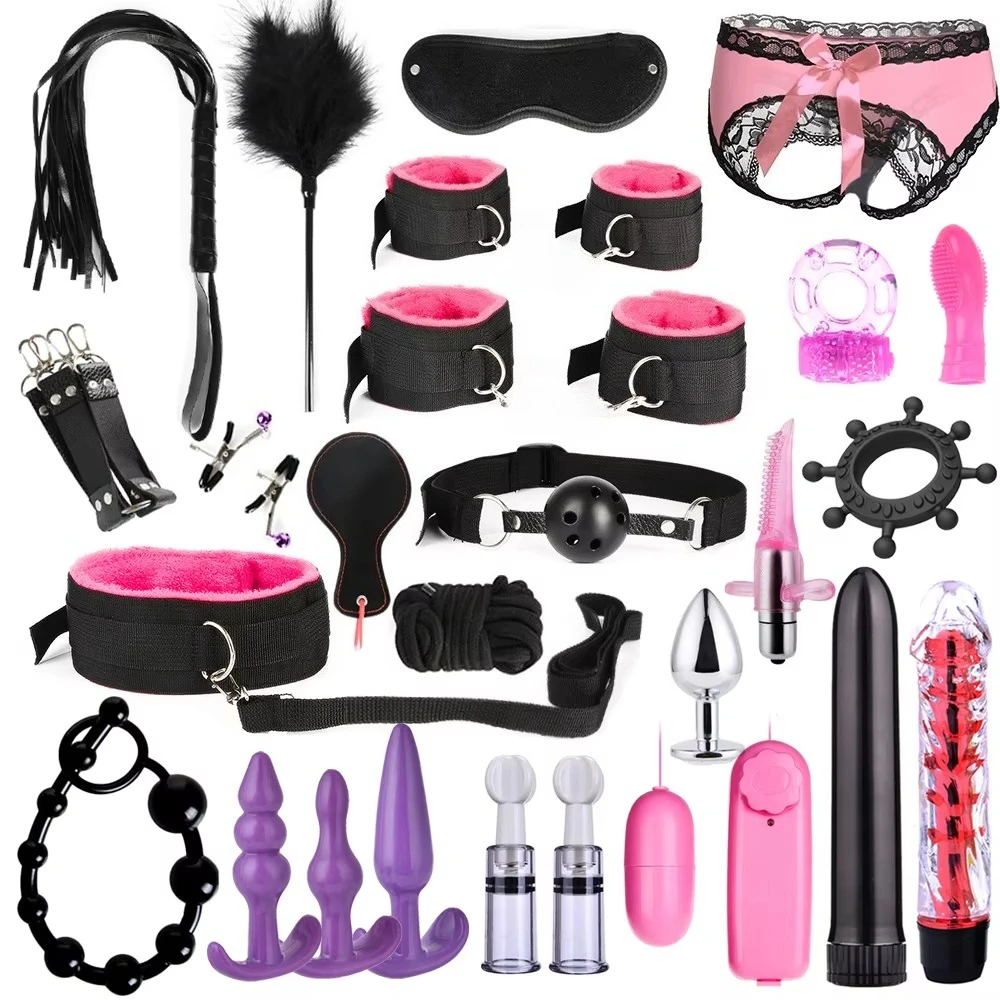 Party Games Couple - ชุดอุปกรณ์ BDSM หนังสำหรับคู่รัก กุญแจมือ สายรัดตัว สายรัดสำหรับพันธนาการ